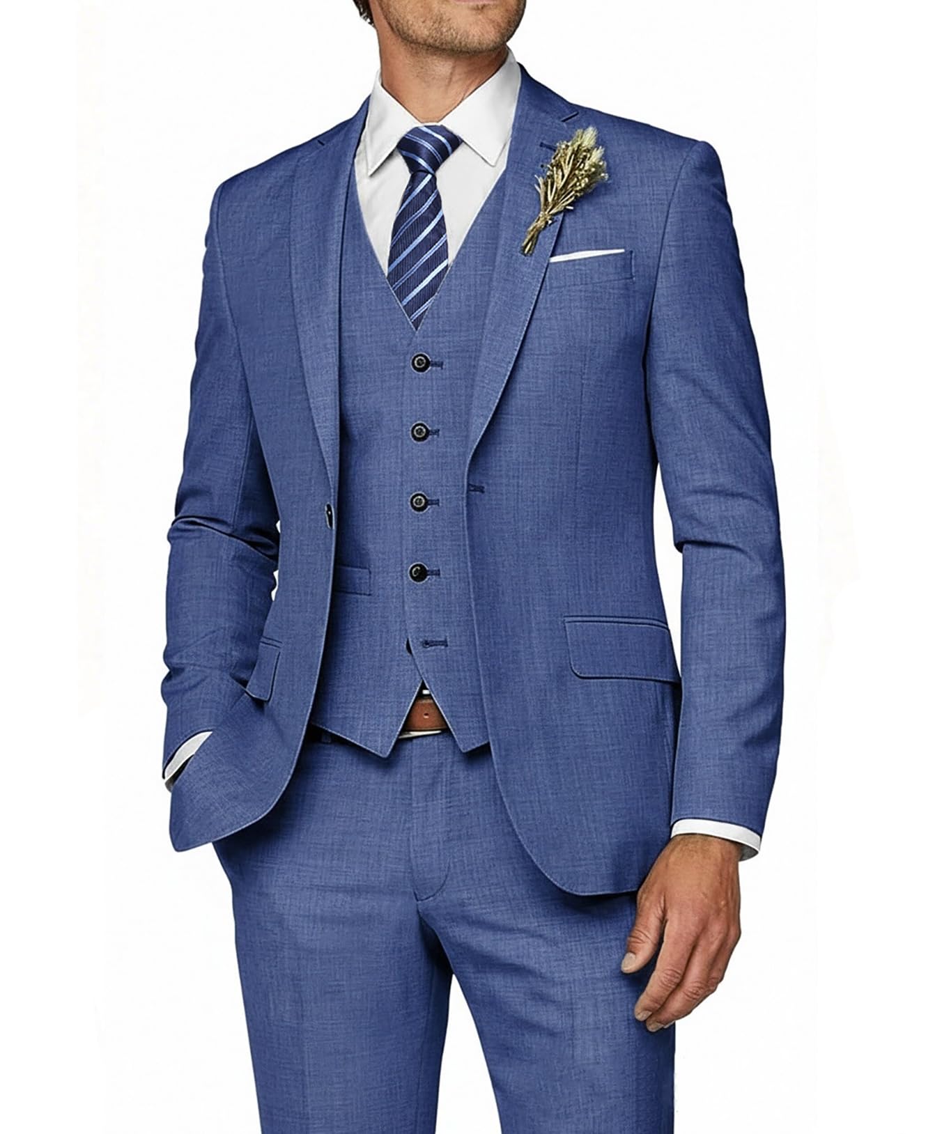 MOGU Herren Anzug 3-teilig Slim Fit - Formelles Business Smoking Set für Hochzeit Bräutigam Abschlussball Abendessen Party