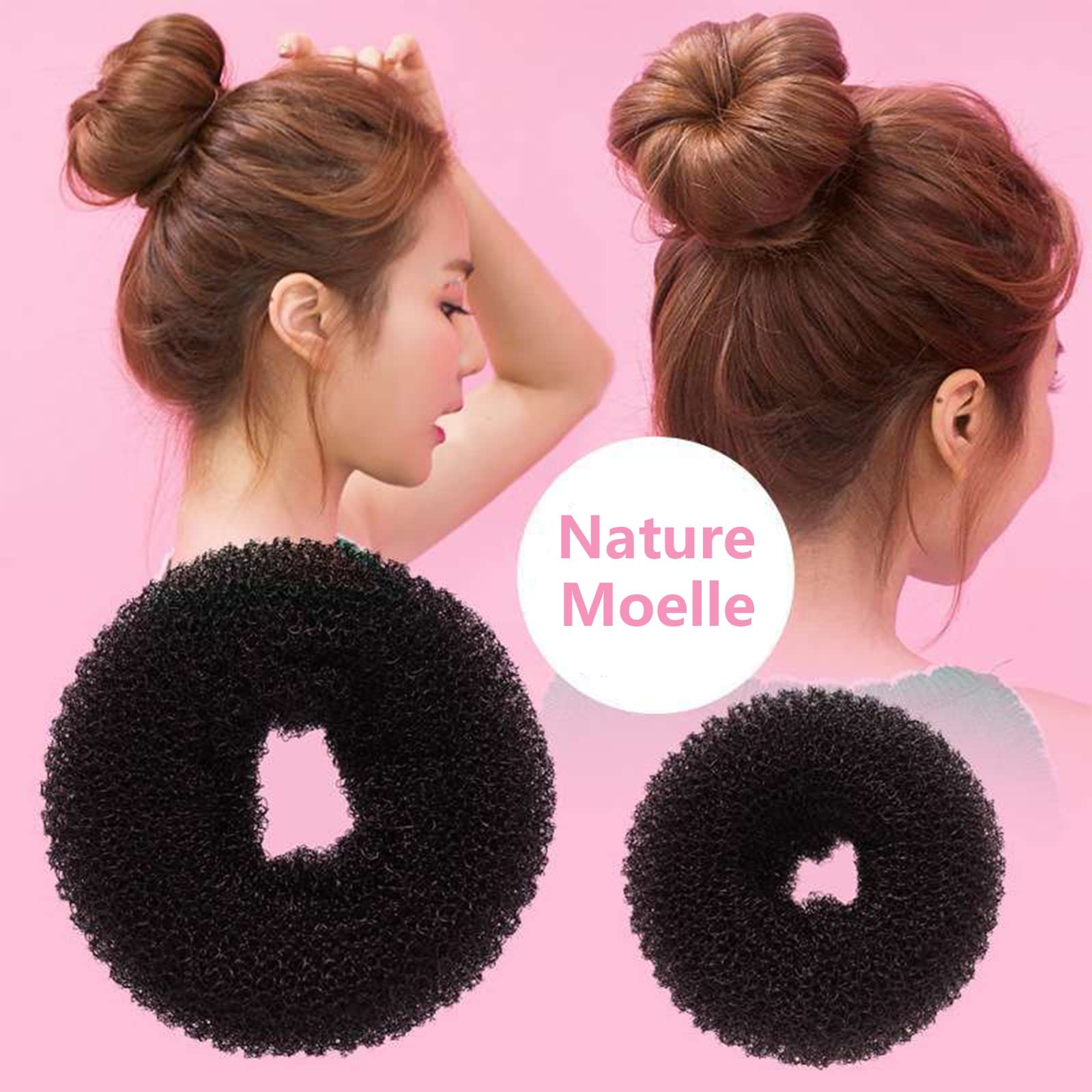 VEGCOO Chignon a Ciambella, 8 Pz Creatore per Pane Ciambella Chignon a Ciambella Magic Hair per Bambine e Donne, con 15 Elastici per Capelli e 15 Forcine Forma di U (Marrone)