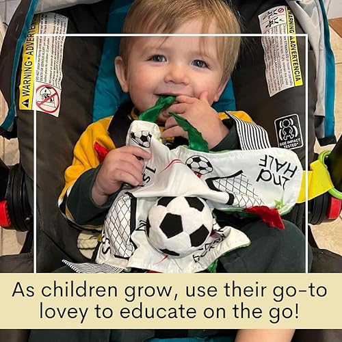 Miniatura 6 de Baby Jack & Co - Manta de felpa sensorial de 10 x 10 pulgadas, juguete de etiqueta para bebés, juguetes de cochecito de bebé, aprender formas,