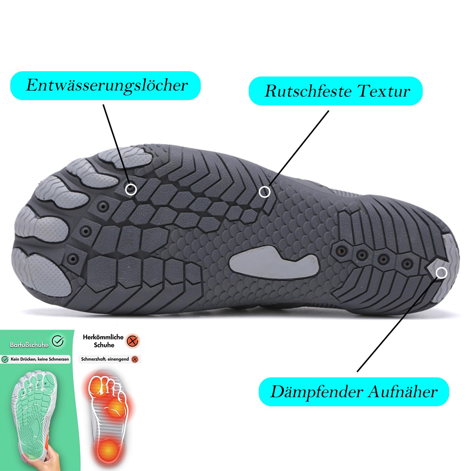 MEIION Outdoor - Das Original Runner Max - gesunde & Bequeme Barfußschuhe Wide Toe-Box Achillessehnenentzündungen, Arthrose, Fersensporn und Hallux Valgus minimiert Werden