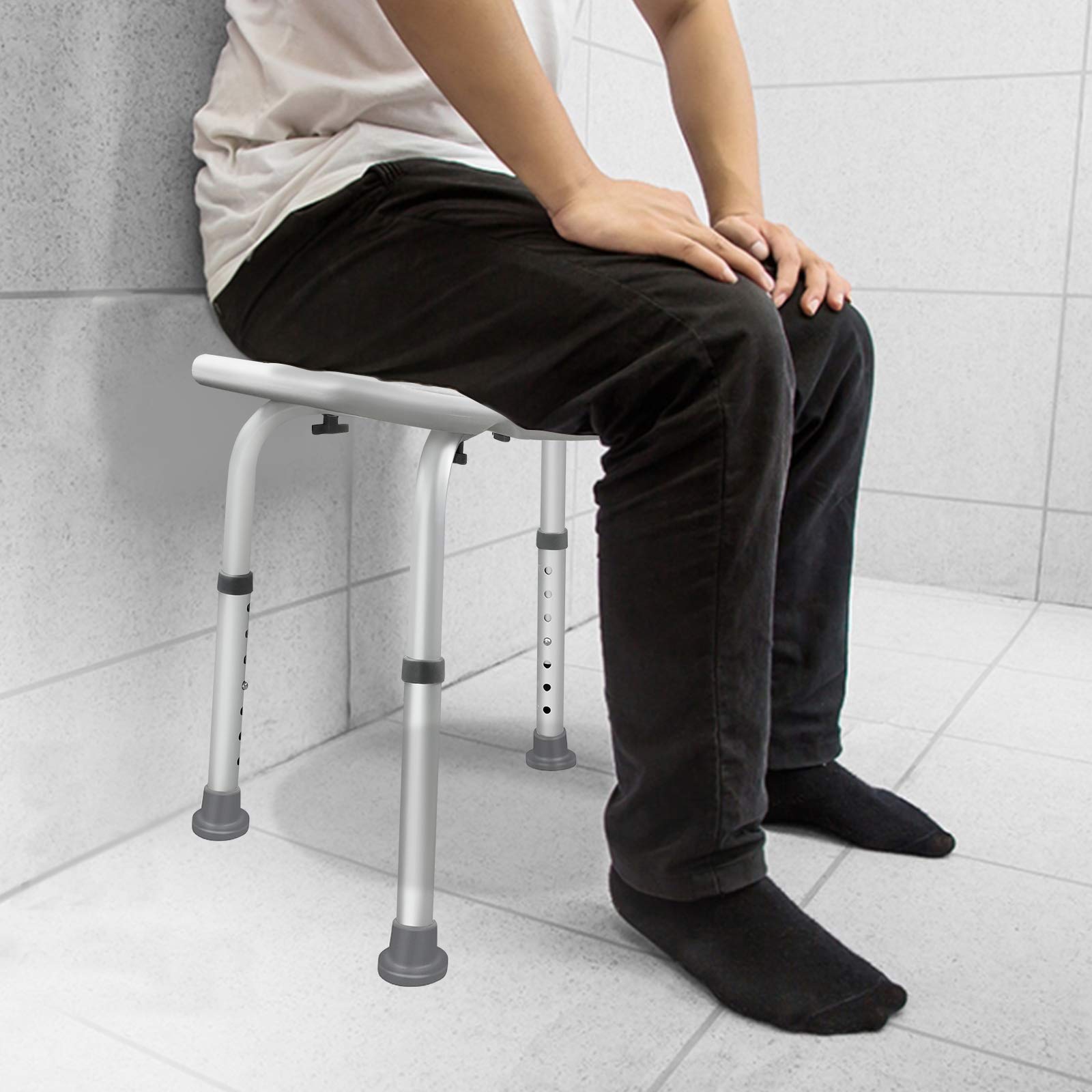 Taboret prysznicowy, krzesło prysznicowe dla seniorów, regulacja wysokości 37-51 cm, podwyższenie deski sedesowej, antypoślizgowe nóżki, siedzisko do wanny, typ 4
