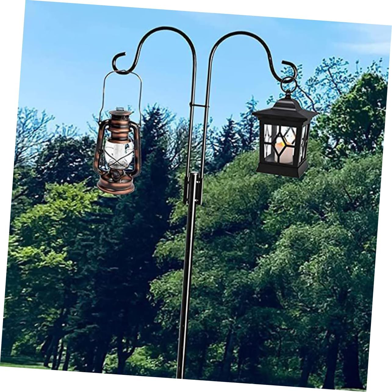 Sosoport Garden Metal Shepherd Hook for Solar Lights Vintage Outdoor Decor Height Heavy Duty Design for Hanging Flower Pots Bird Feeders and Lanterns and Weather Resistant