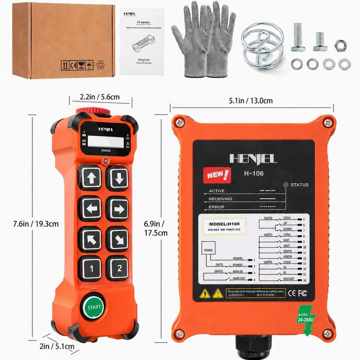H108 Télécommande de Grue Sans Fil 12V 24V (12-65V) 8 Canaux