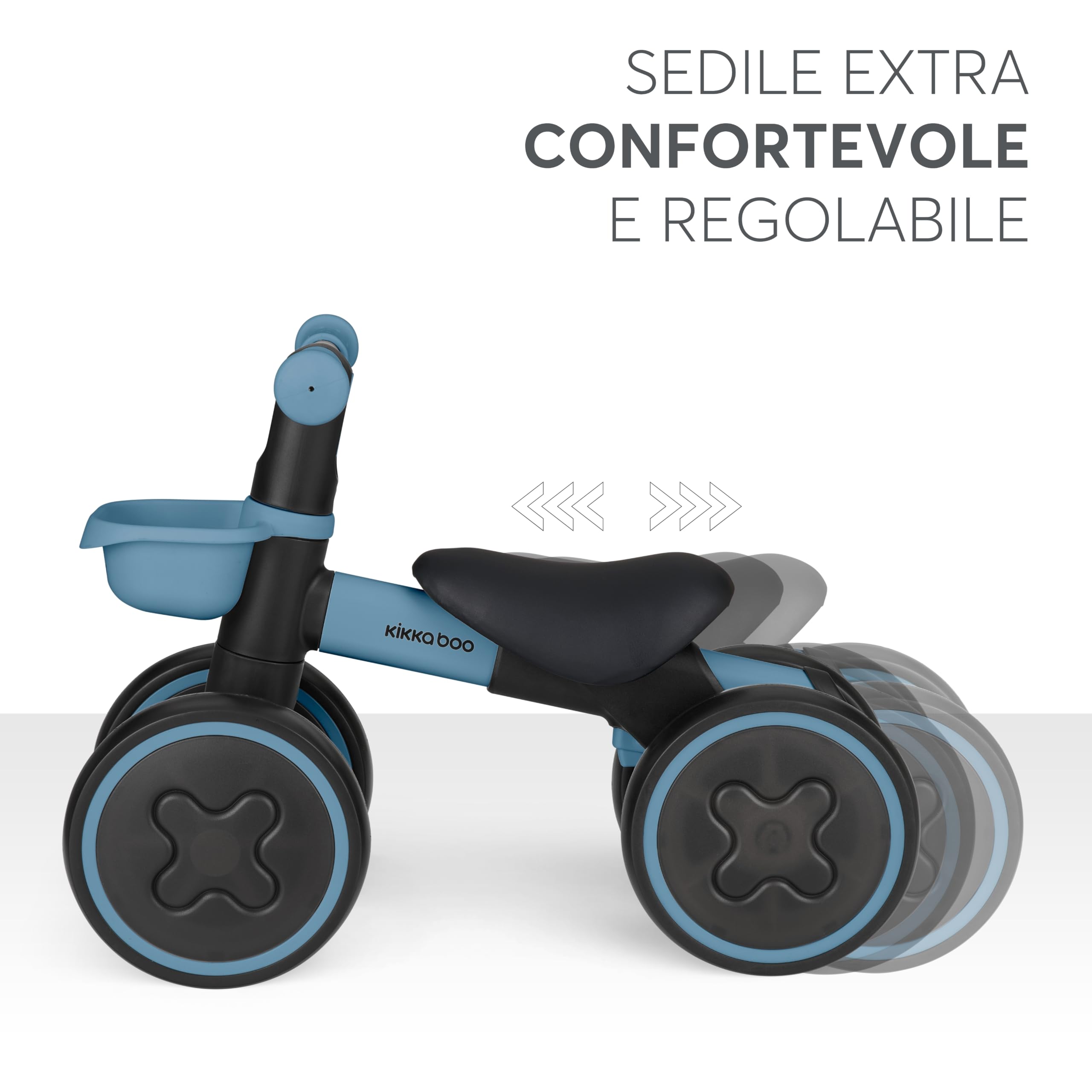KikkaBoo BLINKY Bicicletta Senza Pedali per Bambini da 1 a 3 Anni, Bici Equilibrio con Ruote Posteriori Luminose, Luci LED Integrate, Telaio Leggero in Alluminio, con Cestino