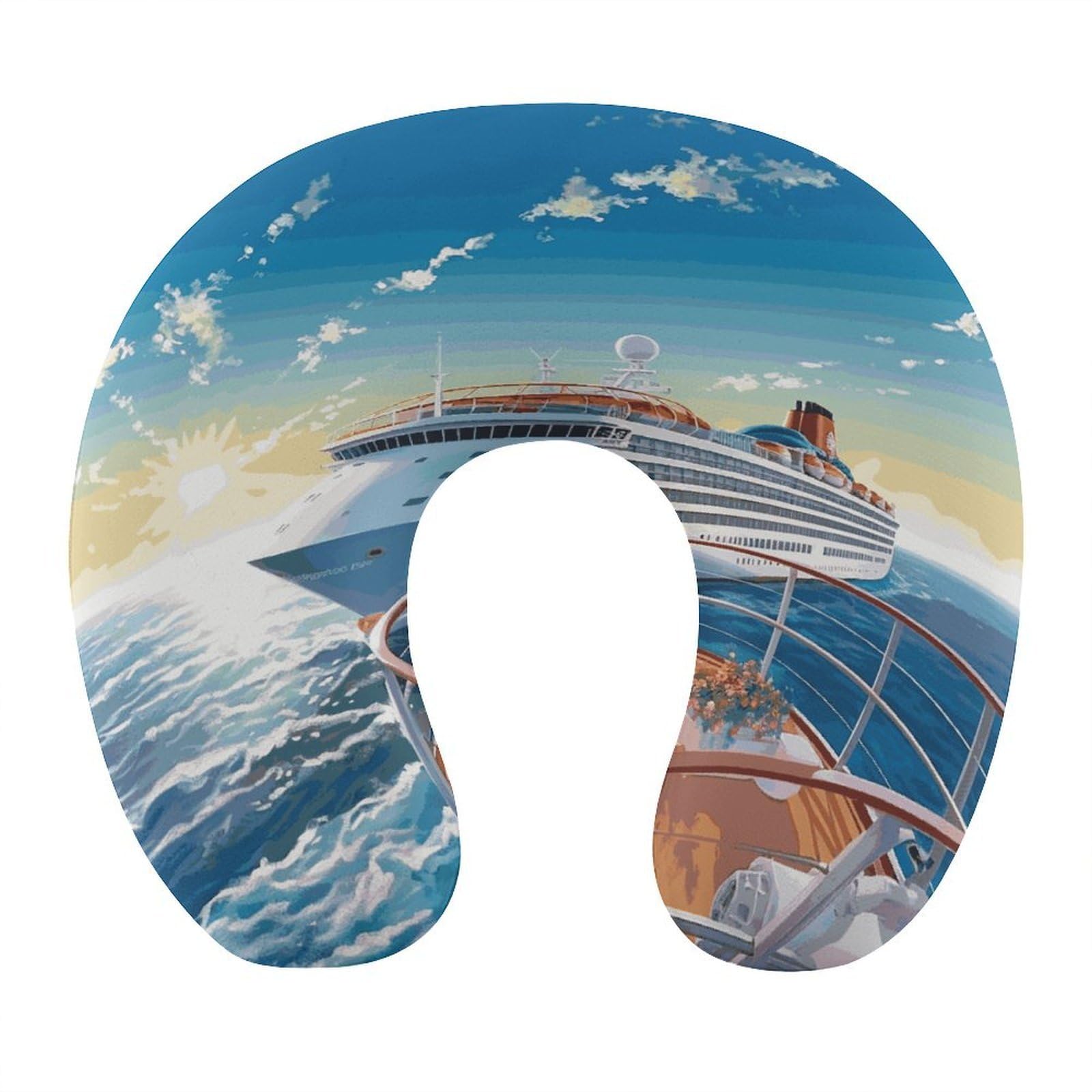 FekiLoot Summer Sea Cruise Travel Pillow U Shaped Neck Pillow Comfortable Memory Foam Pillow Portable Soft Headrest Lightweight Neck and Head Support for Planes Trains Self-Driving Cars