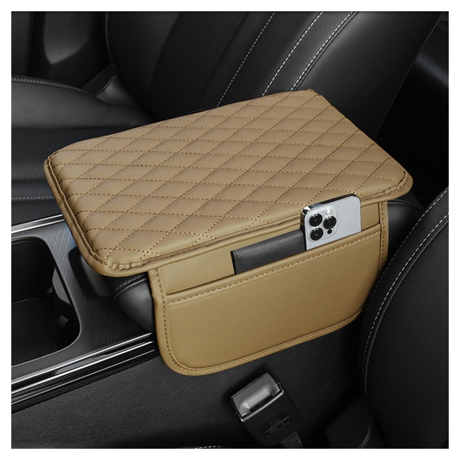 MEUZBFAQL Car Armrest Cover, for BMW Serie 3 Series 3er /M3 F80 G20 F30 E90 2005-2023 Car Centre Console Pad Protector Faux Leather Memory Foam Arm Rest Cushion Storage Pockets,A