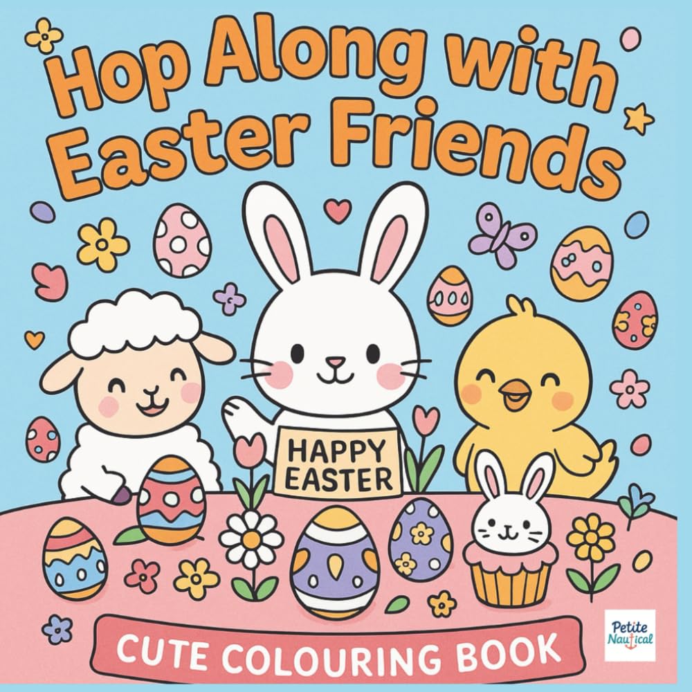 Hop Along with Easter Friends Cute Colouring Book: A Cute Screen free Activity Book for Kids Ages 3–7 Featuring Bunnies, Chicks, Lambs, and Fun Springtime Scenes