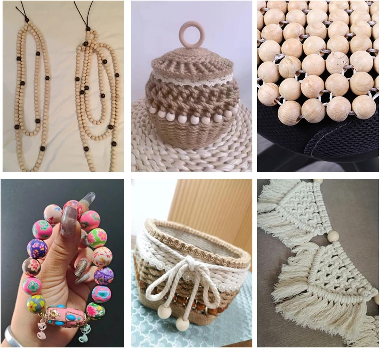 300Pcs 14mm Natural Round Small Wood Beads Unfinished Wood Round Polished Loose Beads Wood Spacer Beads Bulk for Jewelry Making DIY Handmade Craft Home Decor - Image 4