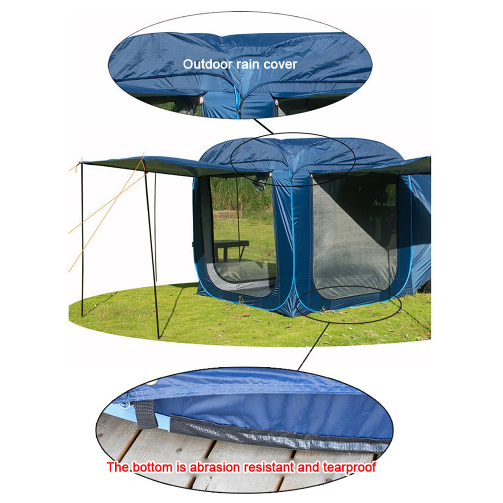 Tente de Camping，Tente de Toit，Tente arrière de Voiture Pop-up pour SUV, Tente de Voiture multifonctionnelle pour 3 à 4 Personnes, imperméable, Coupe-Vent, cond