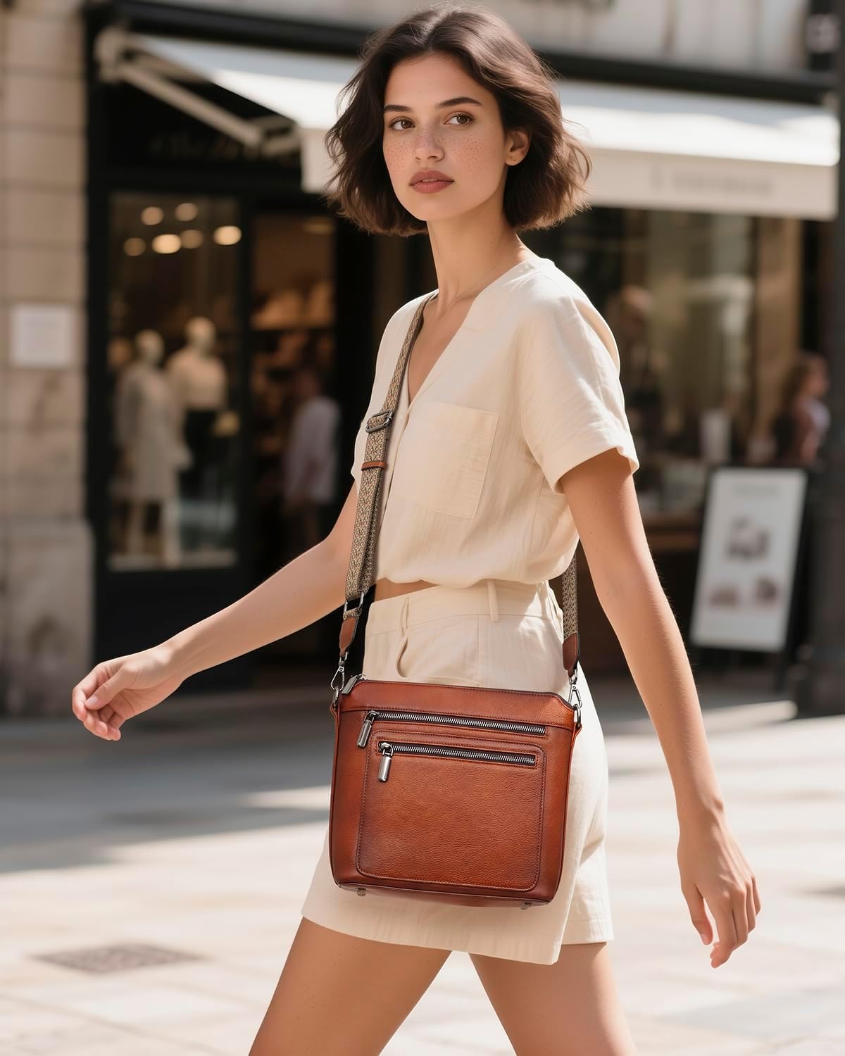 COOLCY Genuine Leather Crossbody Bags for Women Purses and Handbags for Ladies with Multiple Pockets Shoulder Satchel Bag - Image 3