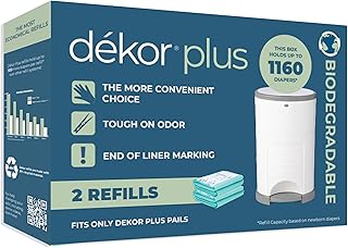 Dekor Plus Diaper Pail Biodegradable Refills | 2 Count | Most Economical Refill System | Quick and Simple to Replace | No ...