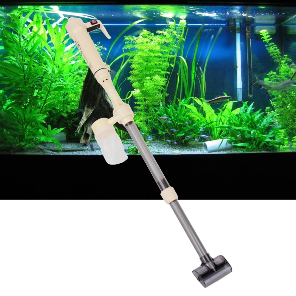 Happyyami Nettoyeur Électrique pour Aquarium Siphon d'eau et Nettoyage du Gravier en Plastique, Équipé de Tuyau et Paquet Filtre pour Entretien Facile