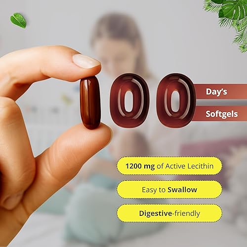 Miniatura 6 de Cápsulas blandas de lecitina de girasol – Desbloquea obstrucciones, mejora el flujo de leche para madres que amamantan – Ricas en ácidos grasos y