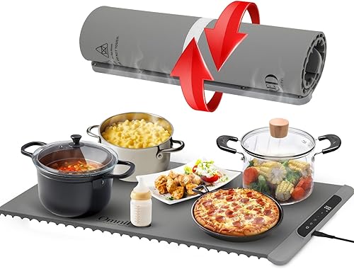 Miniatura 1 de Tapete de calentamiento de alimentos con temperatura de 10 niveles, almohadilla térmica de silicona plegable para bufé, encimera, cocina y