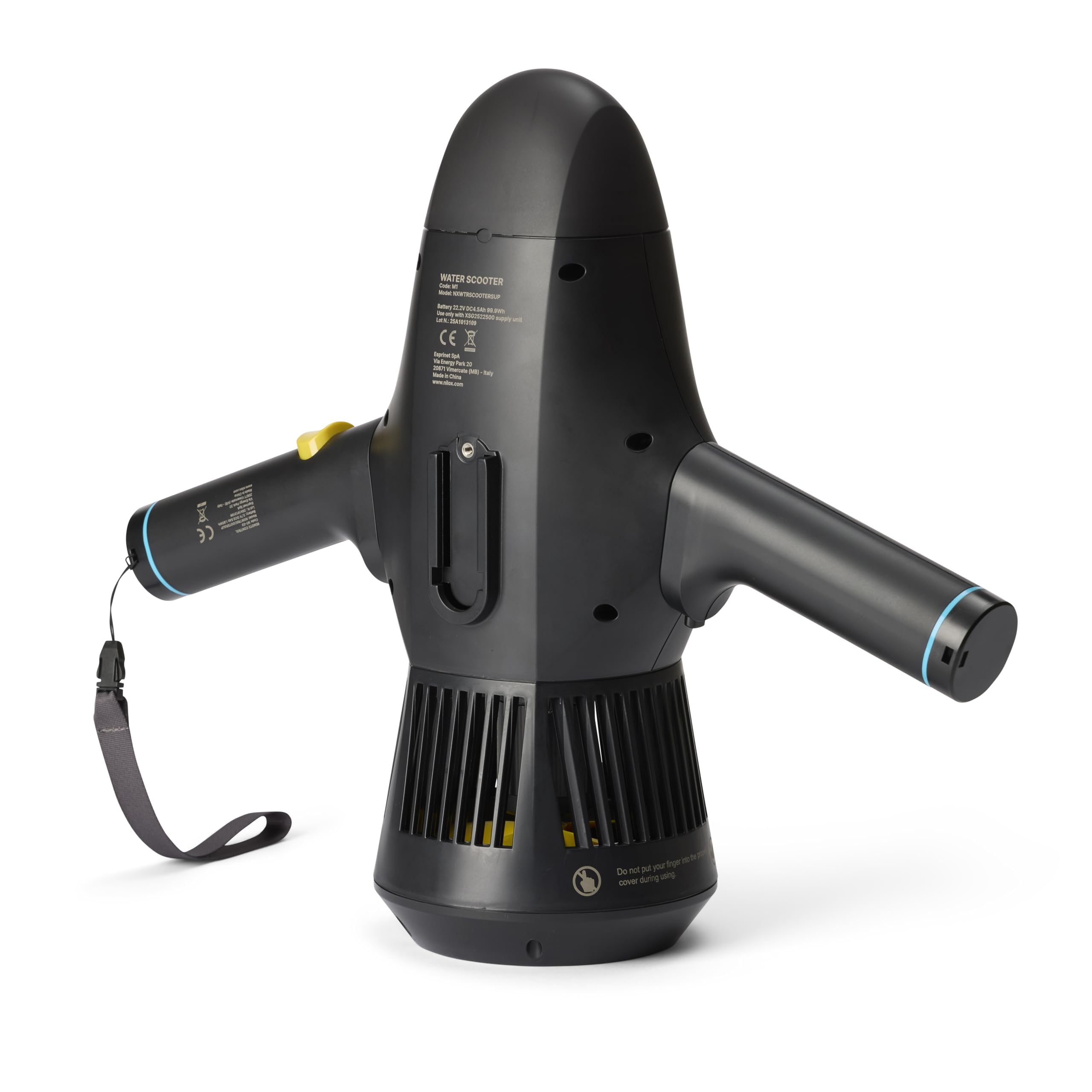 Nilox Waterscooter, Agua Scooter eléctrico para Sup y Buceo hasta 5 m de Profundidad, hasta 60 min de Uso, 2 velocidades hasta 5 km/h, fácil de Transportar, Color Negro