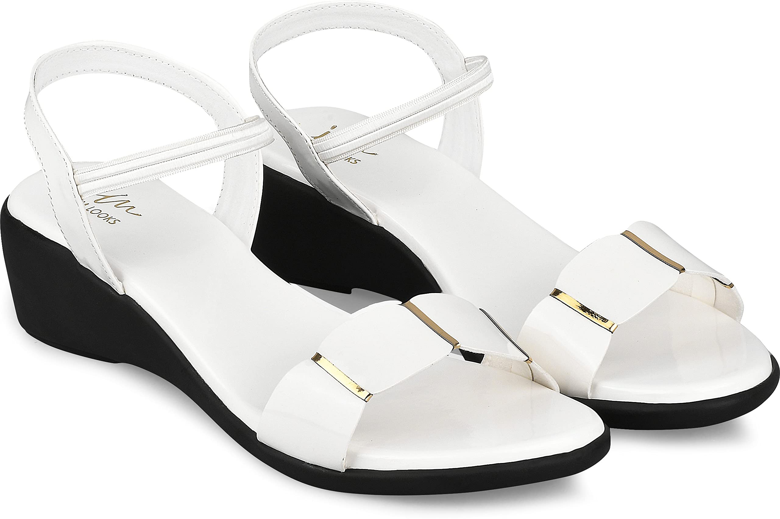 JM LOOKS Fashion Casual Heel Sandals With Solid Comfortable Sole For Womens & Girls KK-6-White-41-X (B0C4Y52YR9) Amazon Price History, Amazon Price Tracker