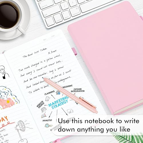 Miniatura 4 de feela Paquete de 3 Cuadernos Diarios a Granel, Cuaderno de Tapa Dura Clásico con Rayas Lineadas con Portabolígrafos para Mujeres y Niñas,