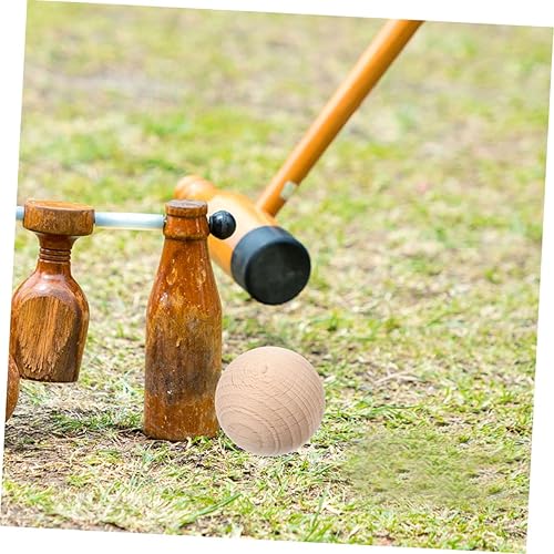 Miniatura 6 de Juego de 5 bolas de madera para croquet, repuesto para actividades de ocio, juego de croquet, reunión familiar