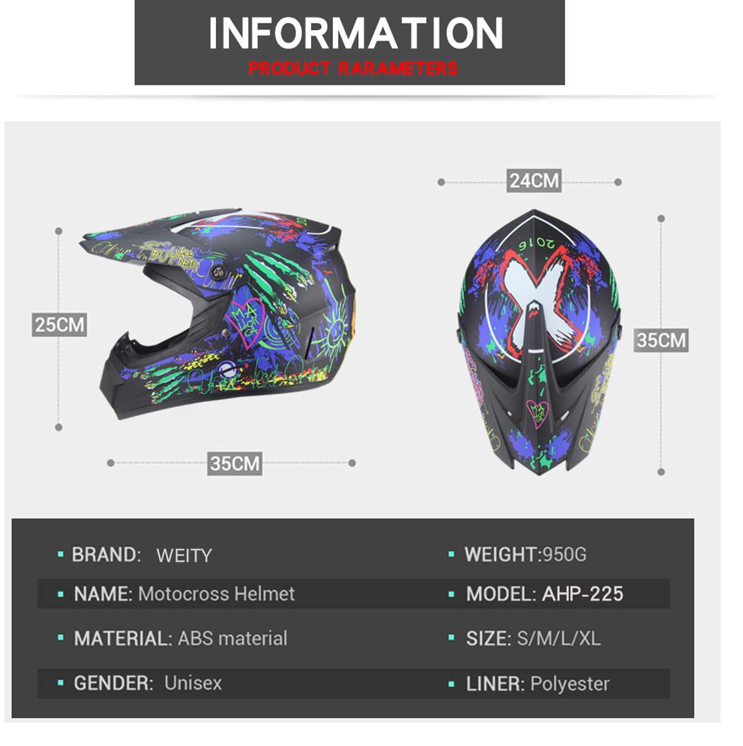 Casque de moto intégral pour jeunes, casque de moto tout-terrain MX ATV scooter pour hommes et femmes adultes, certification DOT (black,S)