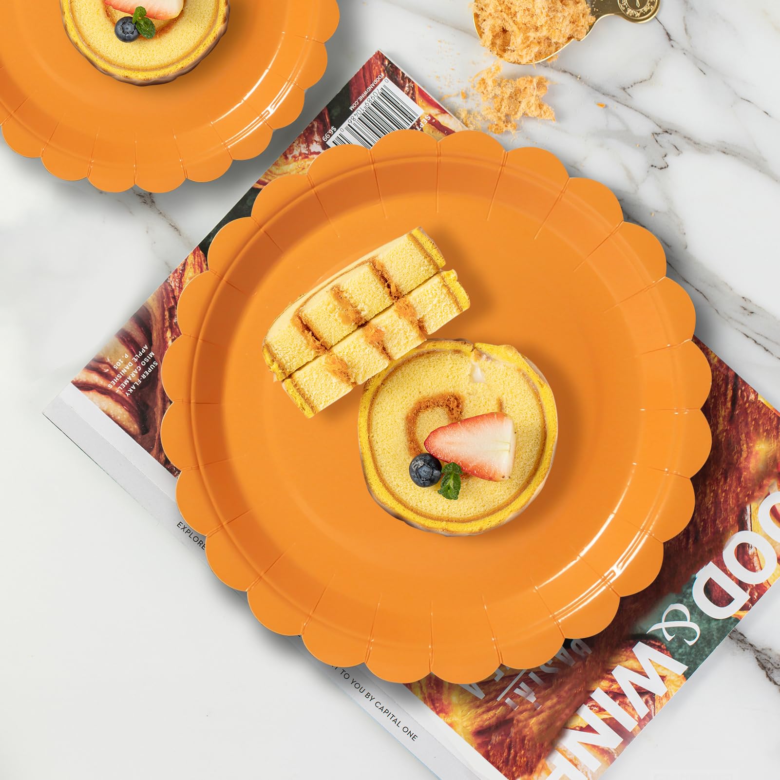 Piatti da insalata Arcopal Lotus, arancione retrò, motivo floreale rosso, stoviglie Pyrex francesi anni '70, condizioni eccellenti - Italia