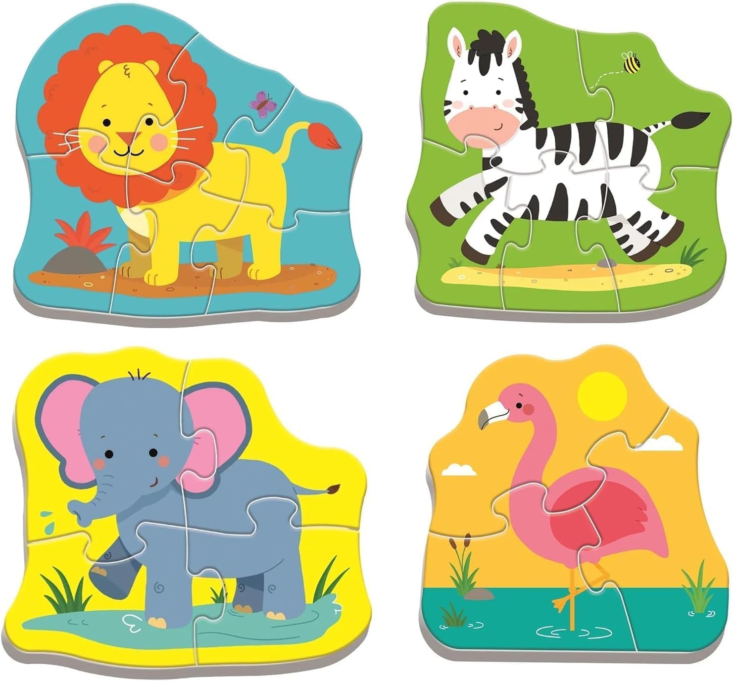 Trefl Animals on the Safari 4in1 Jigsaw Puzzle Baby Classic DIY Puzzle, Creative Fun, Classic Puzzle for Adults and Children from 2 Years Old