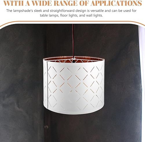 Miniatura 3 de PRETYZOOM Pantalla mediana blanca para lámpara de mesa, lámpara de pie, pantalla hueca para el hogar, 13 x 9 pulgadas (necesita montaje)