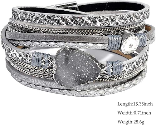 Miniatura 6 de Artilady Leather Wrap Bracelets for Women - Pearl Bracelets Handmade Clasp Bangle Bracelet with Beads Jewelry Gift for Women and Mother