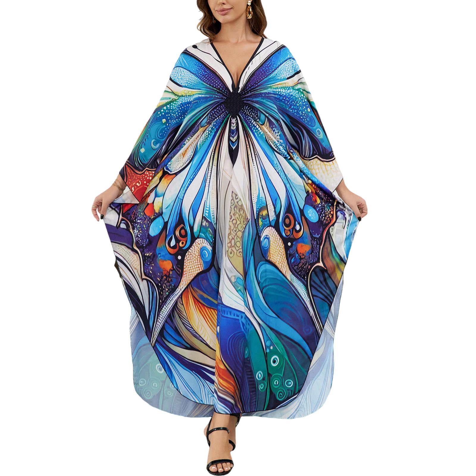 KAICAILA Bohemian Floral Kimono Coverup: Lightweight Beach & Holiday Swimsuit Cover-Up