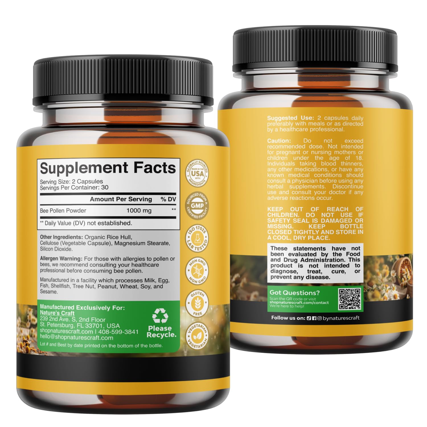 Bee Pollen Capsules for Breast Growth Support for Women - 60 Count — Amazon image 8