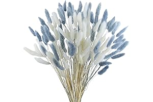 CISDUEO Dusty Blue Decor: Dried Bunny Tails & Pampas Grass Boho Arrangement