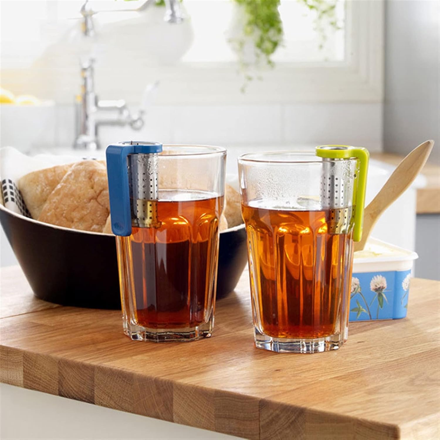 tea filter strainer Stainless Steel Tea Strainers Diffuser Herbal Spice Strainer Loose Leaf Tea Bags With Handle Tea Maker Strainer Home Tea Set (Color : 01) (1)