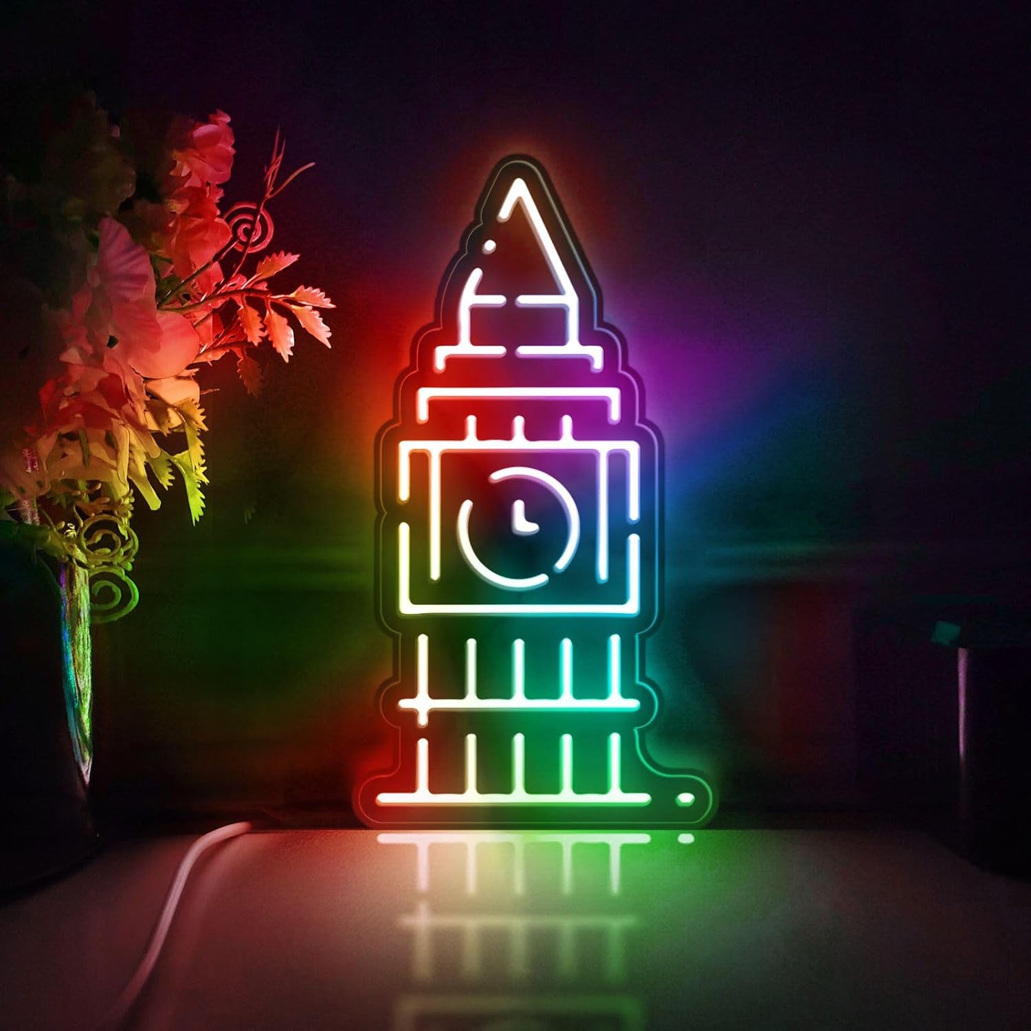 Big Ben Led Light Box, Landmark Wall Art Decor, RGB Desktop Decorations, Bedroom Decor (Static Light, Small Size)