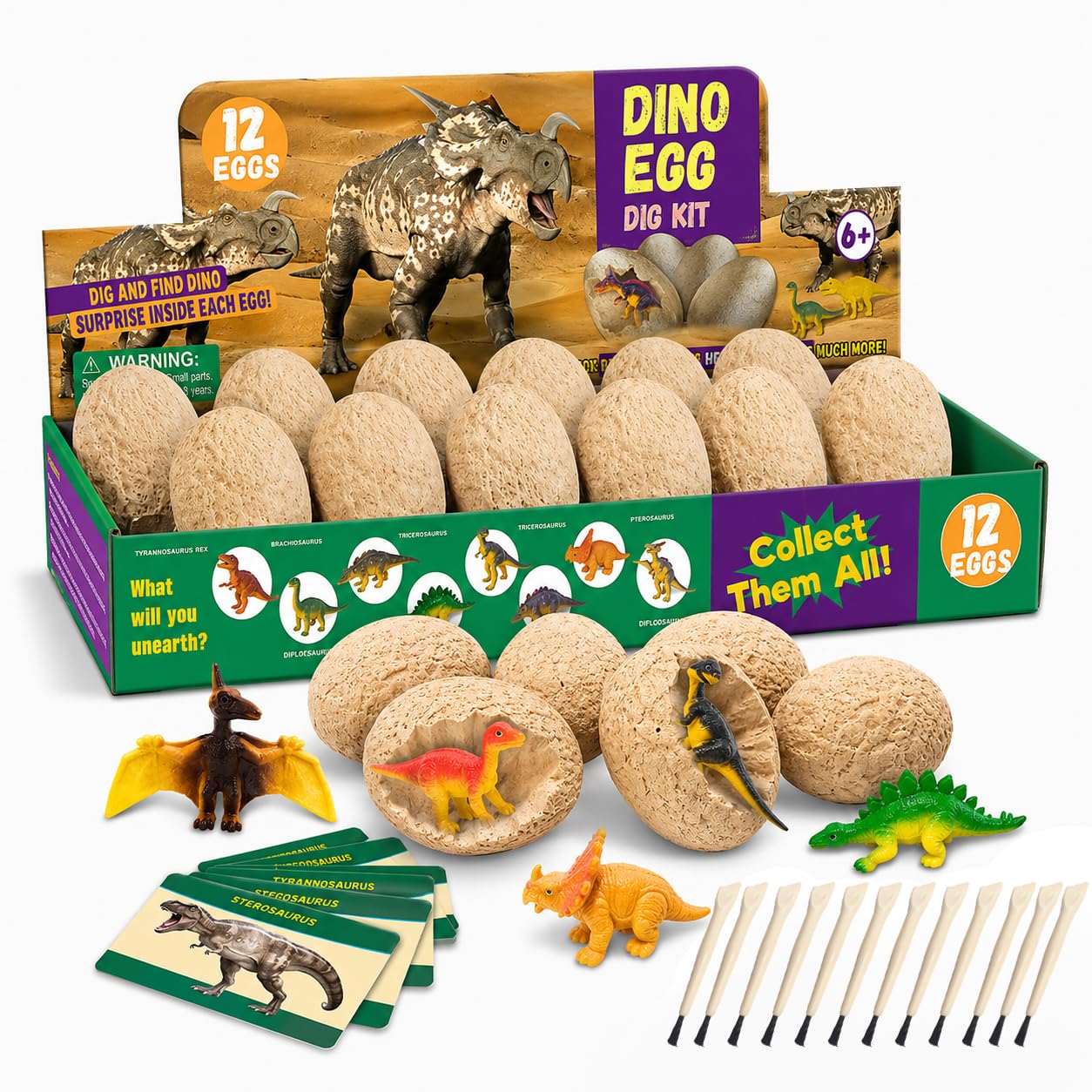 Dinosaur Toys for Boys, Dig Up Dinosaur Fossil Eggs, Dinosaur Dig Kit, Includes 12 Eggs & 12 Cute Dinosaurs,Easter Digging Toy for 6 7 8 9 10 11 12 Year Old Boys Girls Archaeology Science STEM Gifts