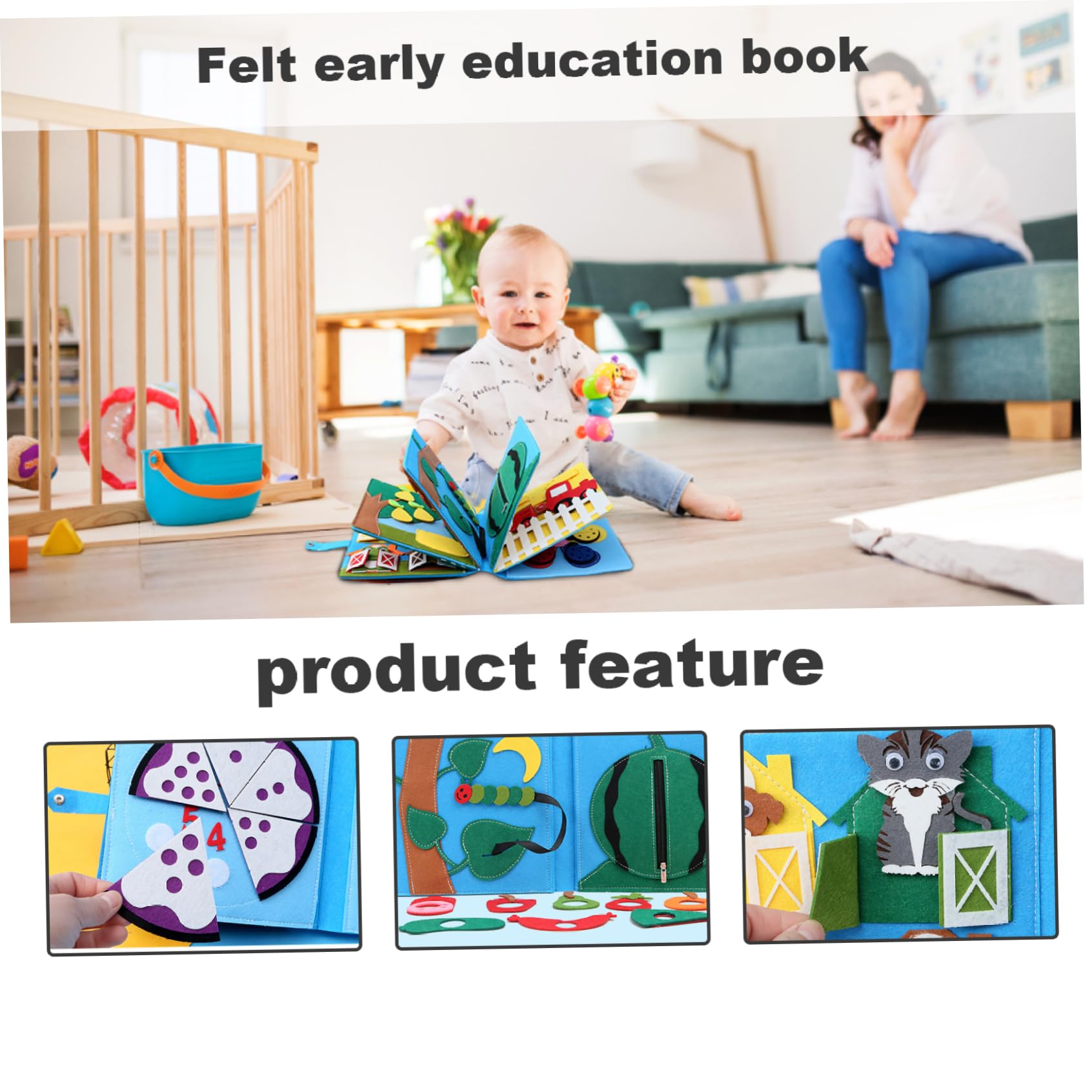 Tavola occupata per bambini Libro di attività in feltro 3D Giocattoli sensoriali per bambini Giocattolo educativo per l'apprendimento prescolare per bambina Tavola occupata, giocattoli da viaggio per