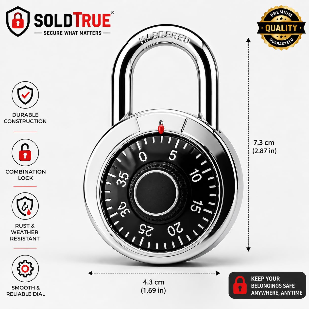 Coded Lock, Rotary Padlock Combination Padlocks Rotary Padlock Digit Combination Locker Lock Safe Round Dial Number Luggage Suitcase Security. — Amazon image 3