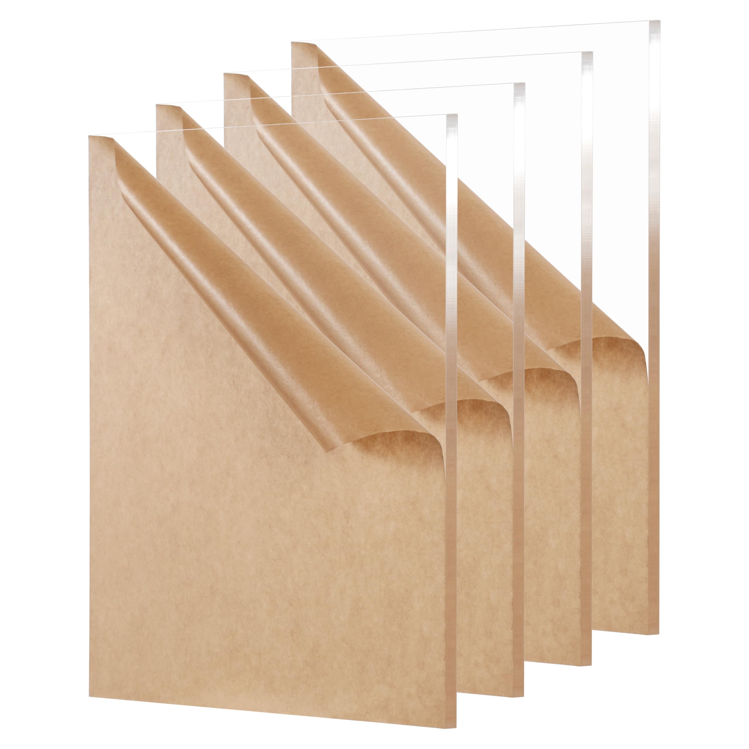KAITELA 4 Pack Clear Acrylic Sheet 1/4" Thick (6mm), 12" x 16" Cast Plexiglass Board for Craft Projects, Sign, Display Cases, Laser Cutting, Engraving