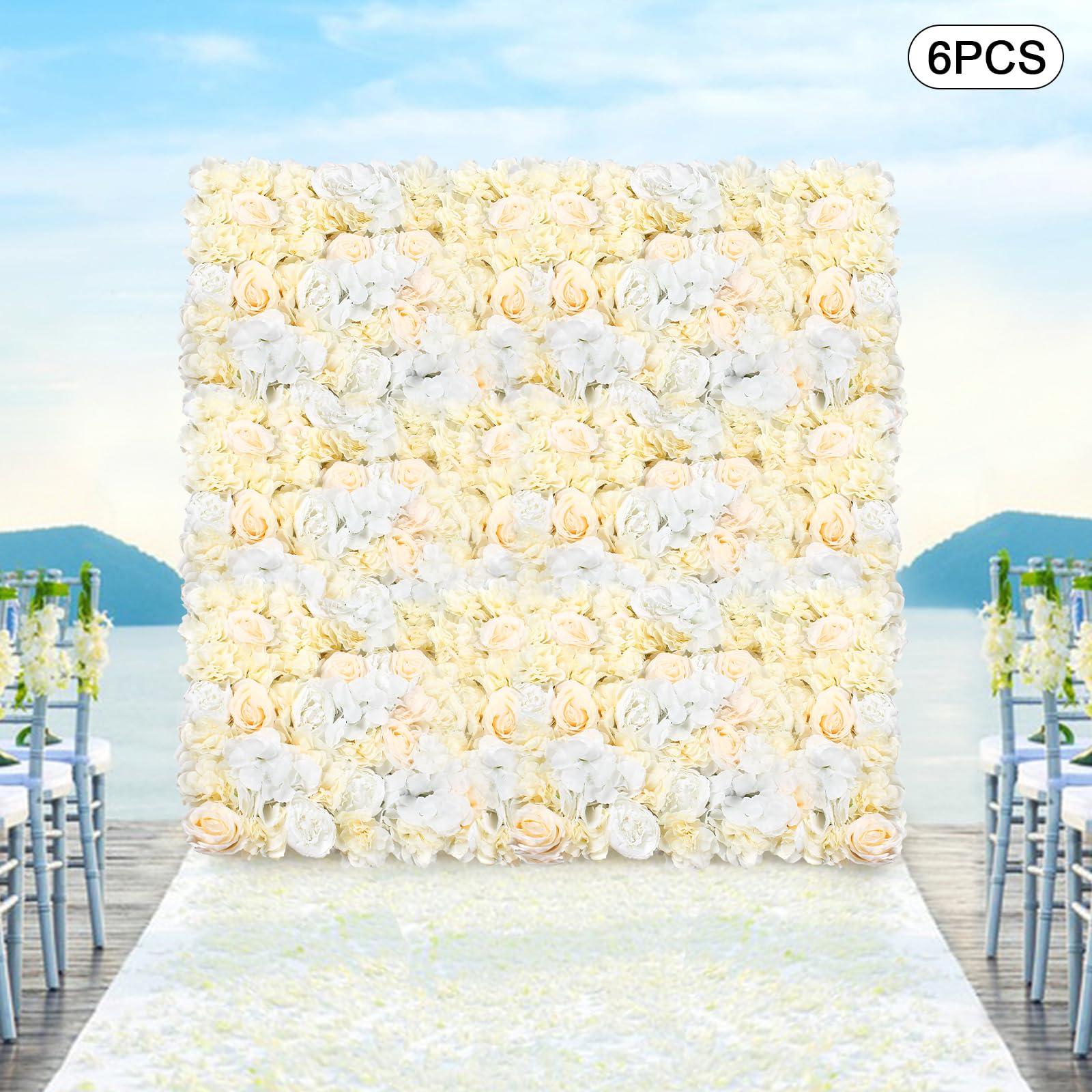 6 Stück Künstliche Blumen Wandpaneele 40X60Cm Künstliche Blumenwand | Kunstblumen Deko Rosenwand Realistische, Seidenstoff, DIY-Dekoration Für Verschiedenen Anlässen, Geschenk