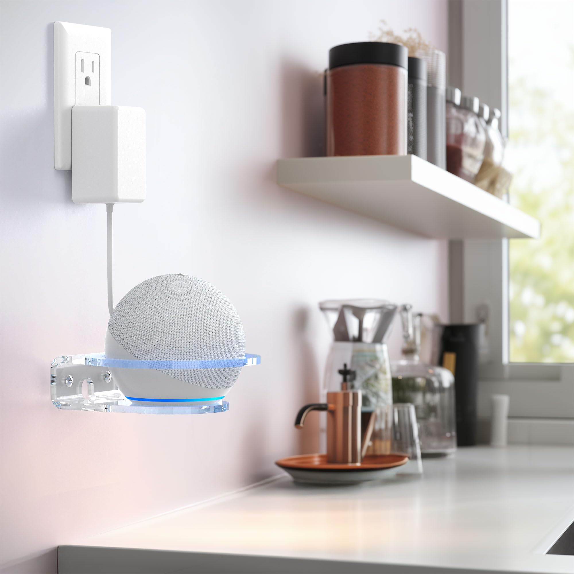 HomeMount Supporto da Parete per Dot 4ª/5ª Gen, Dot Max e HomePod Mini, Staffa Altoparlante in Acrilico Trasparente