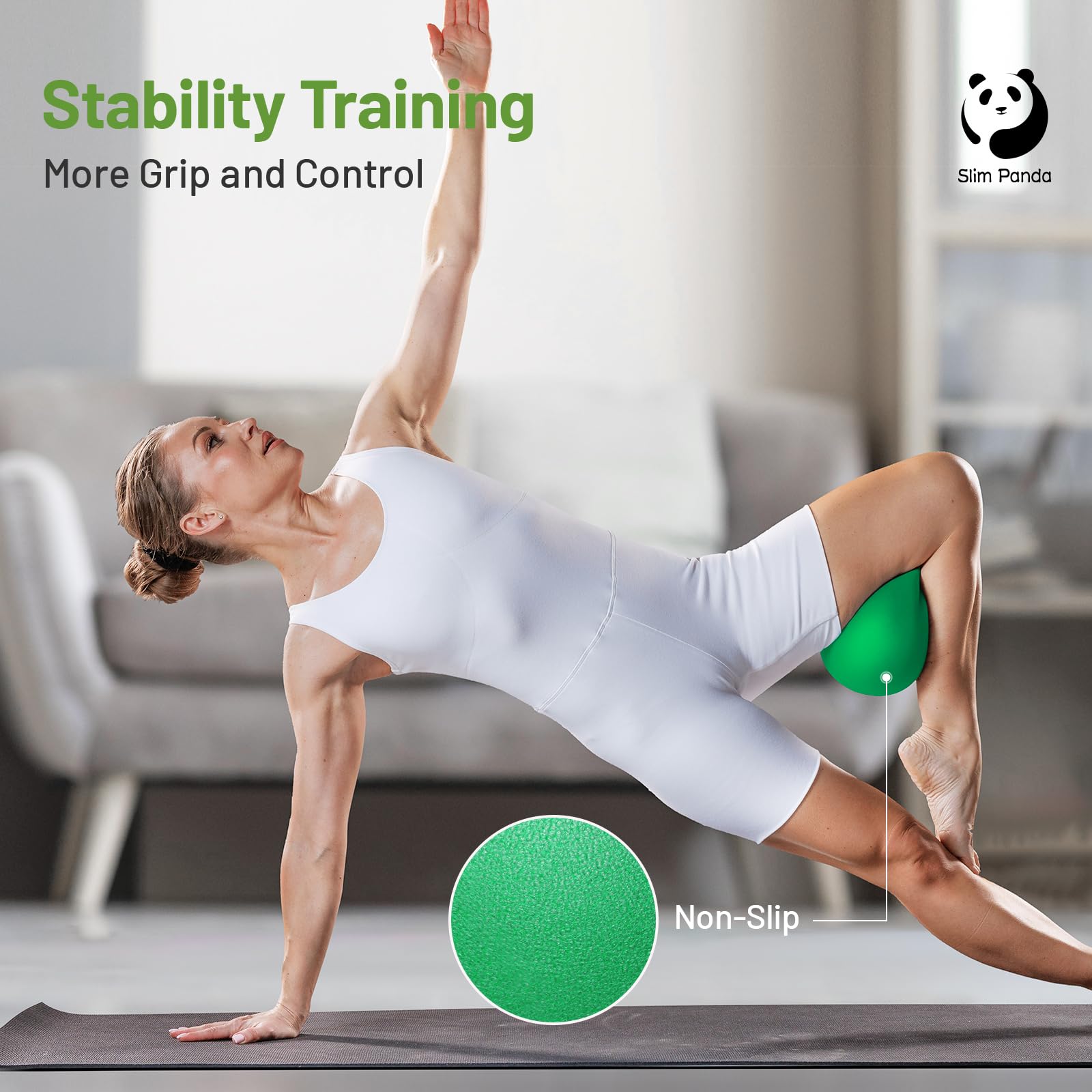 Slim Panda Palla Pilates Piccola,23-25cm Anti Scoppio Antiscivolo Palla Ginnastica con Cannuccia Gonfiabile,Soft PVC Palla daYoga per Fitness