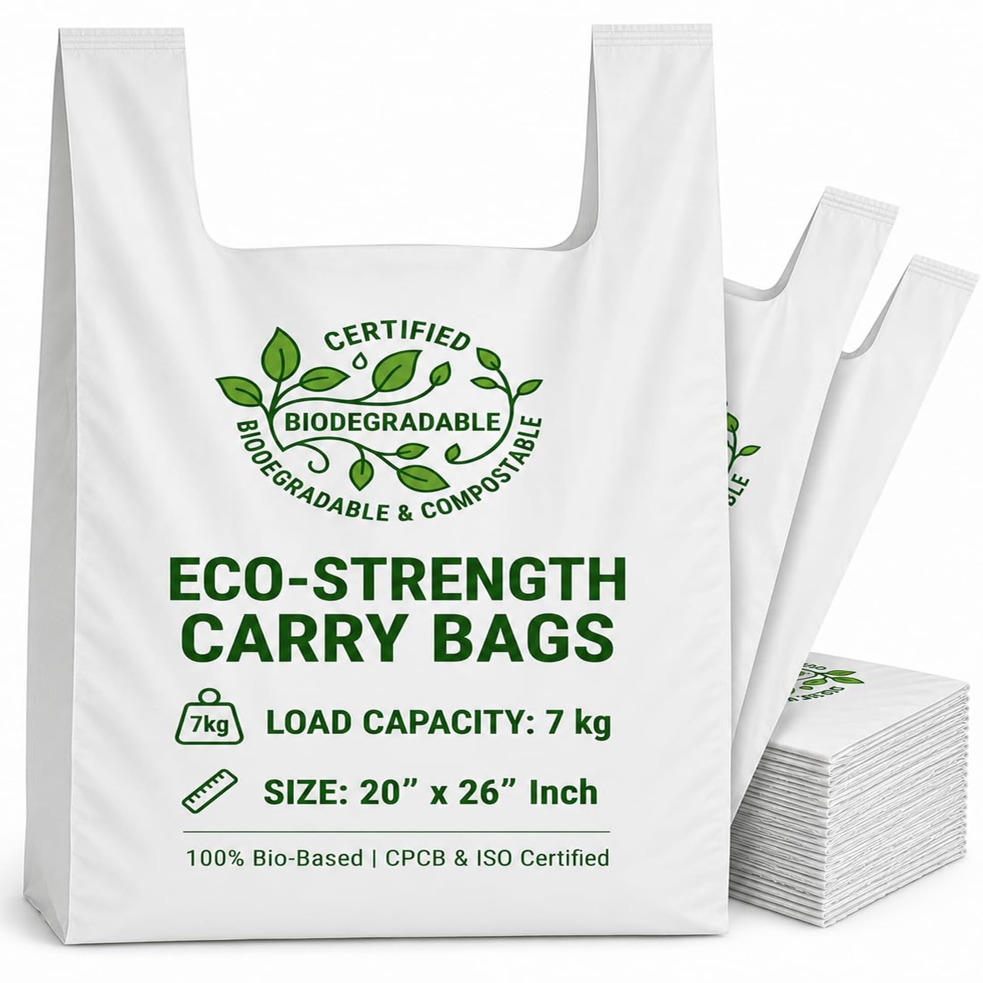 KRUM Cornstarch Bags White (20X26, 100) | Cornstarch Material, Biodegradable, Compostable-image-46