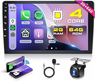 Rimoody 2G+64G Autoradio 2 Din Android Wireless Carplay Android Auto, 9 Zoll Touchscreen 2 Din Radio Auto mit Navi GPS Mirror Link Bluetooth FM/RDS Radio WiFi USB+ Rückfahrkamera