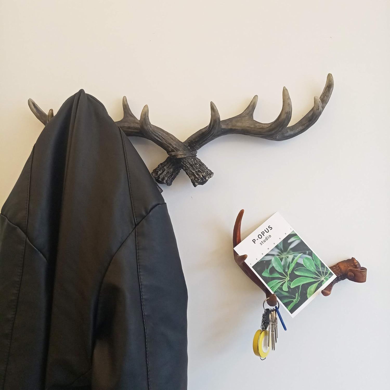 Figurines Ornaments Figurines Decor Nordic Retro Wall Hanging Decorative Antler Coat Rack Creative Clothing Entrance Door Wall Decoration Key Storage image 3