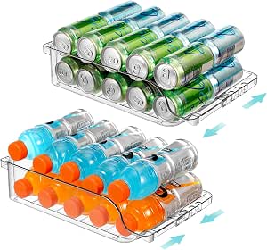 2 Pack Adjustable Refrigerator Can Organizers and Storage Dispensers