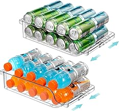2 Packs Clear Width Adjustable Soda Can Organizer for Refrigerator Expandable Soda Can Dispenser for Beer Soda Seltzer Pop Can Soda Expand Organizer for Fridge Kitchen Pantry