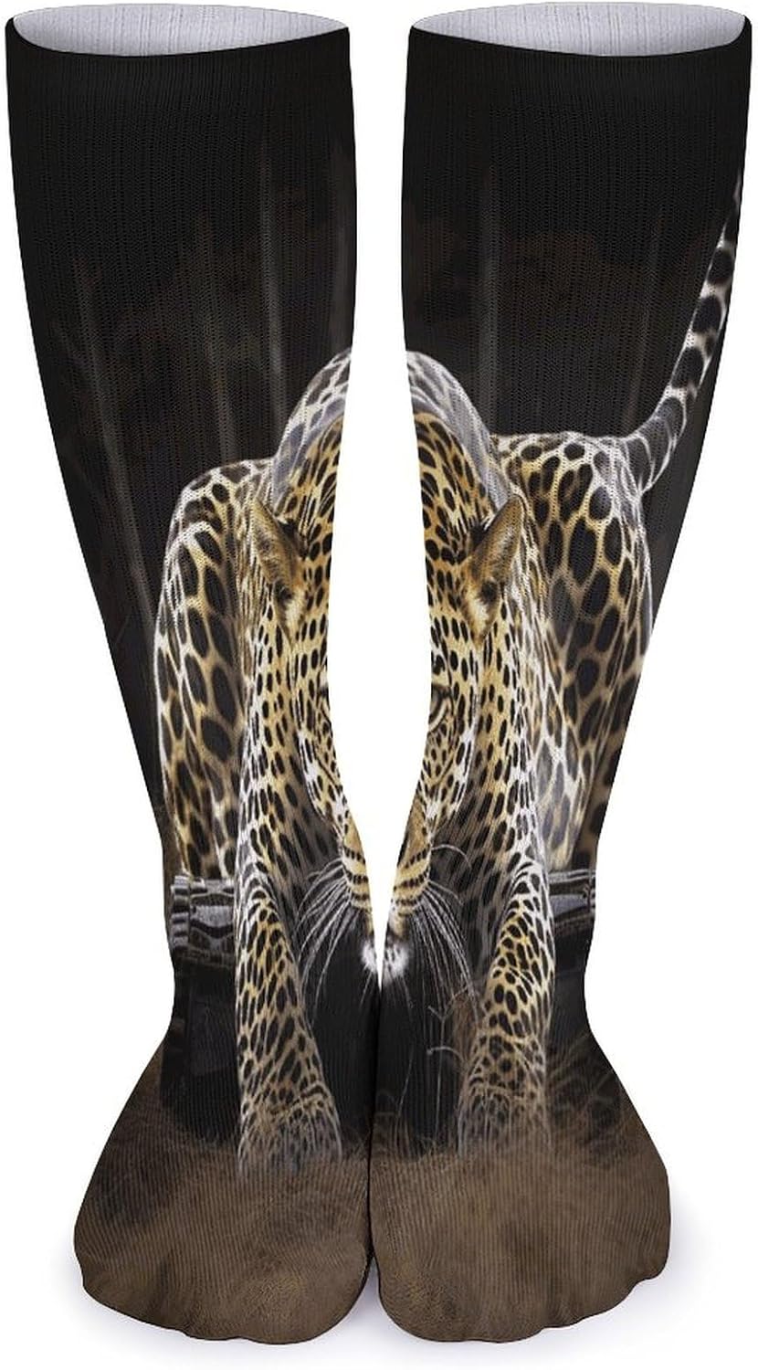 Leopard2 Crew Socks High Stocking Thermal Socks | Tube Socks-Breathable-Moisture-Soft-wicking for Hospital Pilates Yoga for women men Grippy for office and daily walking
