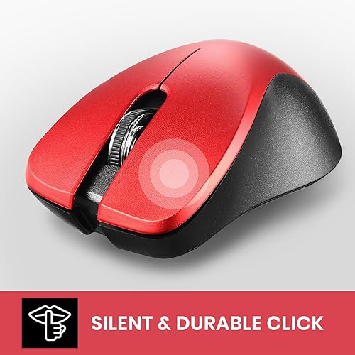 Miniatura 4 de Perixx PERIMICE-621R - Ratón inalámbrico - Clic silencioso con diseño Ergo - Compatible con PC de escritorio y portátil - Inalámbrico 2.4 GHz - Rojo