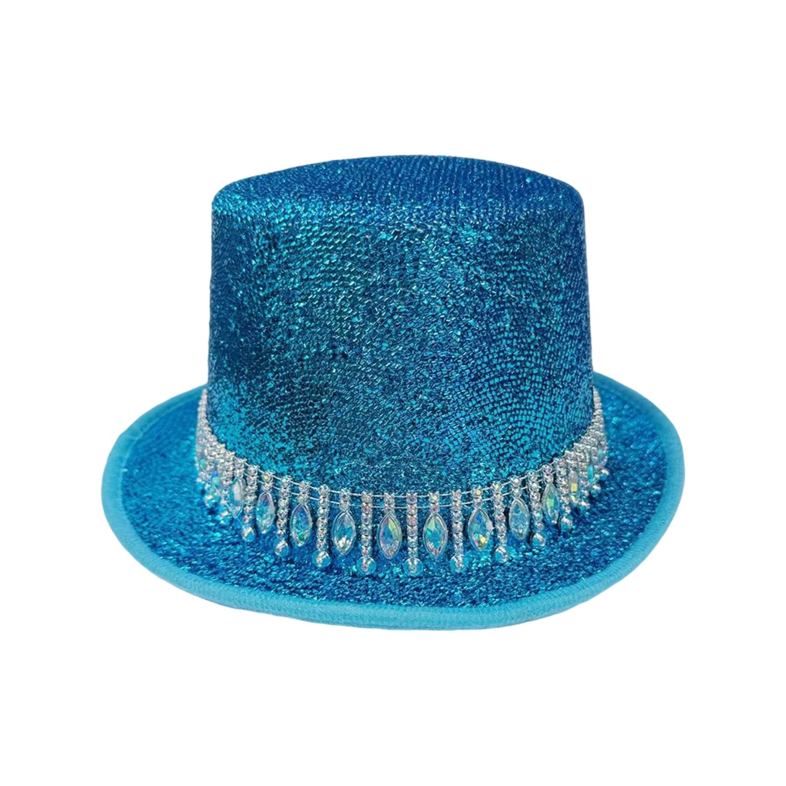 MICFENY Magicians Hat for Men Women with Rhinestones Decors Fedoras Hats Cosplay Costume Caps Stage Show Ceremony Hat