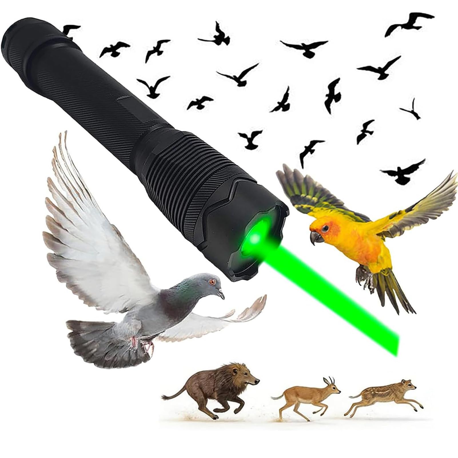 Pnpaea Rechargeable Green Bird Repeller,Pigeon Deterrent,with Flashlight Function,Or Camping, Orchard, Warehouse A