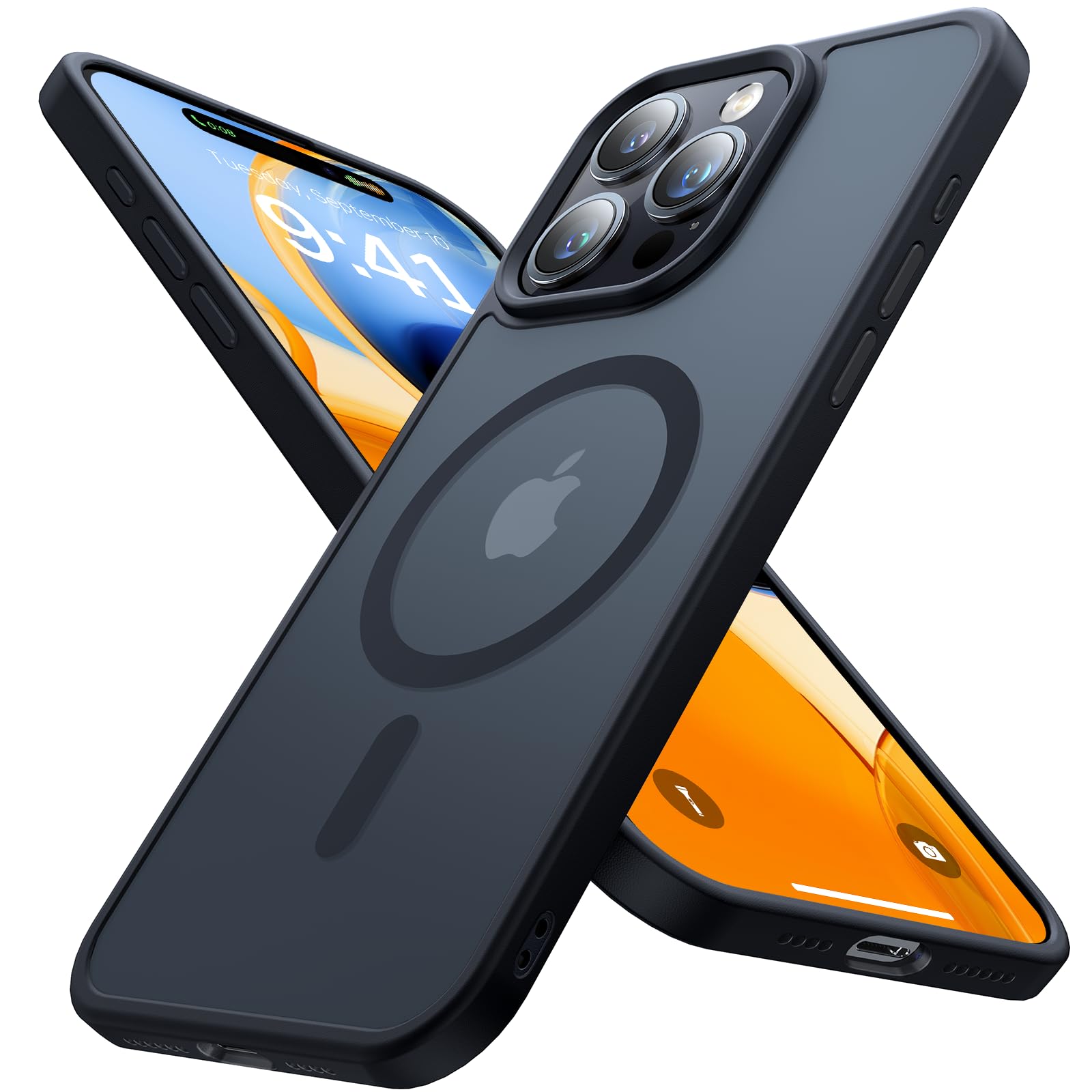 Magnetic Shockproof for iPhone 16 Pro Max Case, Skin-Friendly [Compatible with MagSafe] [Military-Grade Drop Protection] Anti-Yellow Translucent Slim Phone Case for iPhone 16 Pro Max, Black