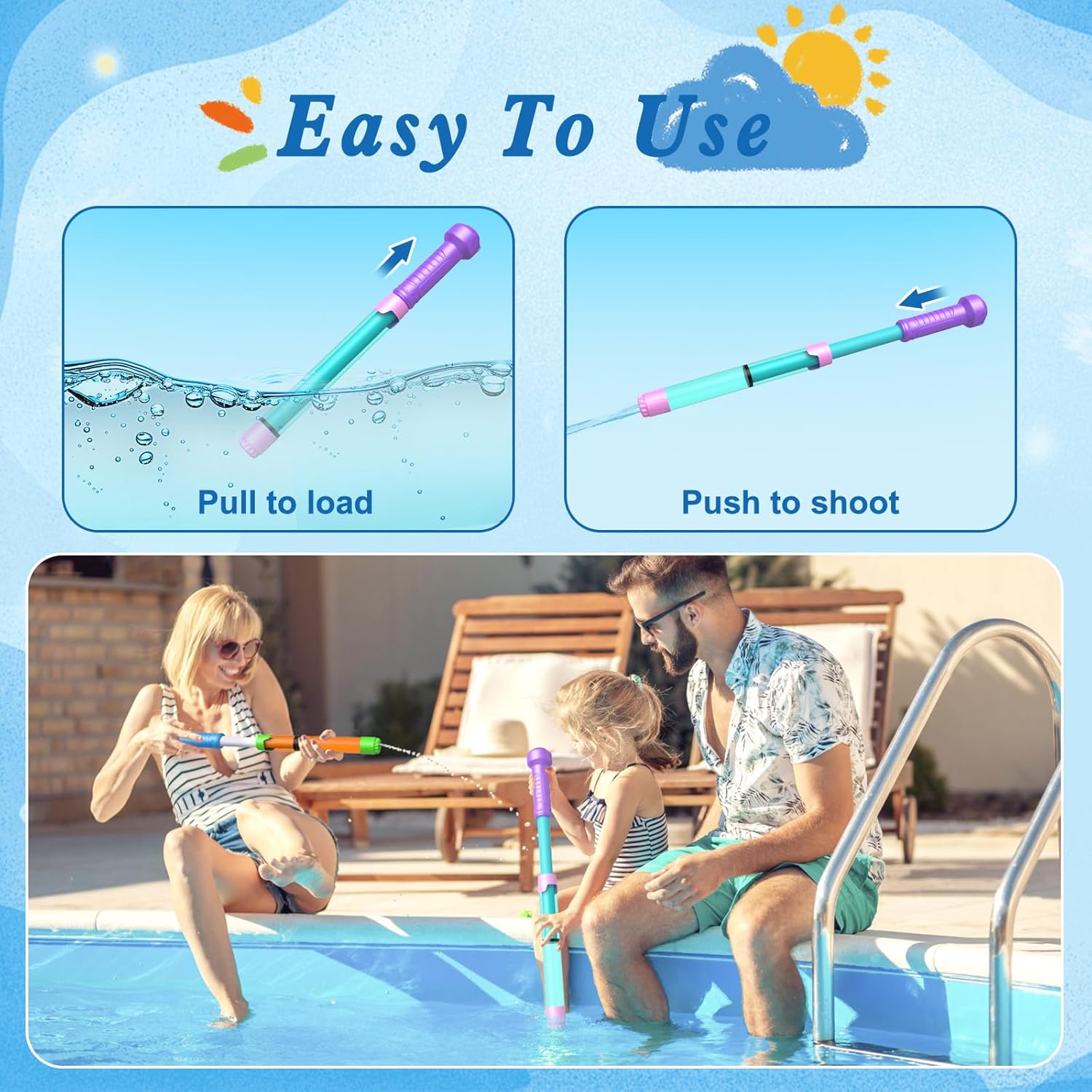 12 Pack Water Gun Soaker Blaster - Bulk Squirt Guns Pool Toys for Kids Adults Outdoor Swimming Pool Summer Beach Activity Fighting Party Game